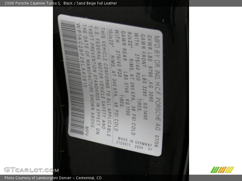 Black / Sand Beige Full Leather 2006 Porsche Cayenne Turbo S