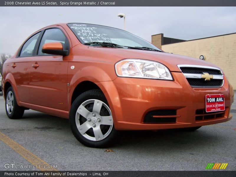Spicy Orange Metallic / Charcoal 2008 Chevrolet Aveo LS Sedan