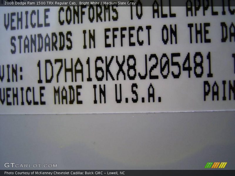 Bright White / Medium Slate Gray 2008 Dodge Ram 1500 TRX Regular Cab