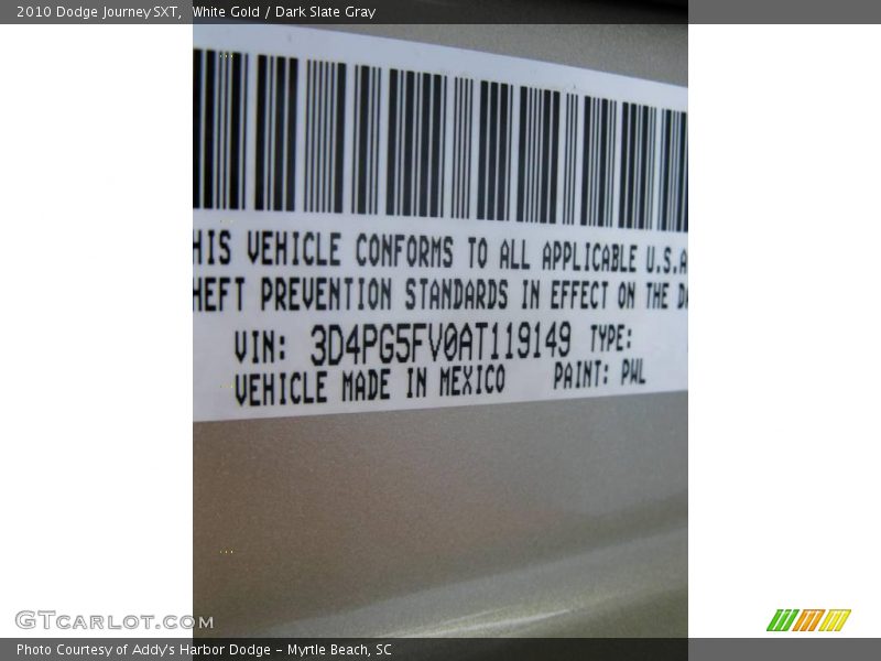 White Gold / Dark Slate Gray 2010 Dodge Journey SXT