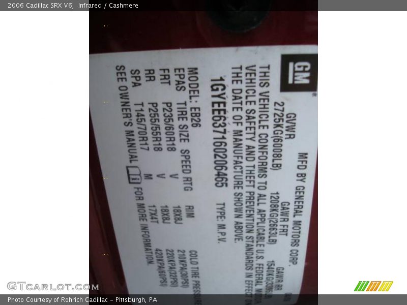 Infrared / Cashmere 2006 Cadillac SRX V6