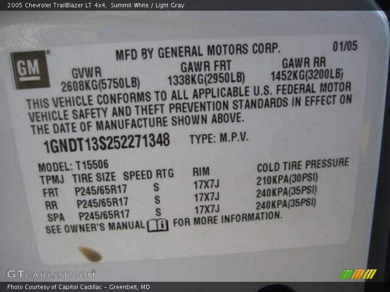 Summit White / Light Gray 2005 Chevrolet TrailBlazer LT 4x4