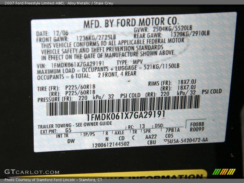 Alloy Metallic / Shale Grey 2007 Ford Freestyle Limited AWD