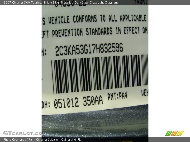 Bright Silver Metallic / Dark Slate Gray/Light Graystone 2007 Chrysler 300 Touring