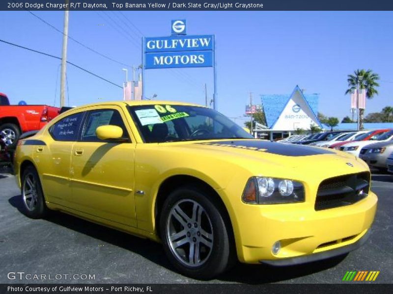 Top Banana Yellow / Dark Slate Gray/Light Graystone 2006 Dodge Charger R/T Daytona