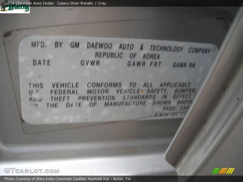 Galaxy Silver Metallic / Gray 2004 Chevrolet Aveo Sedan