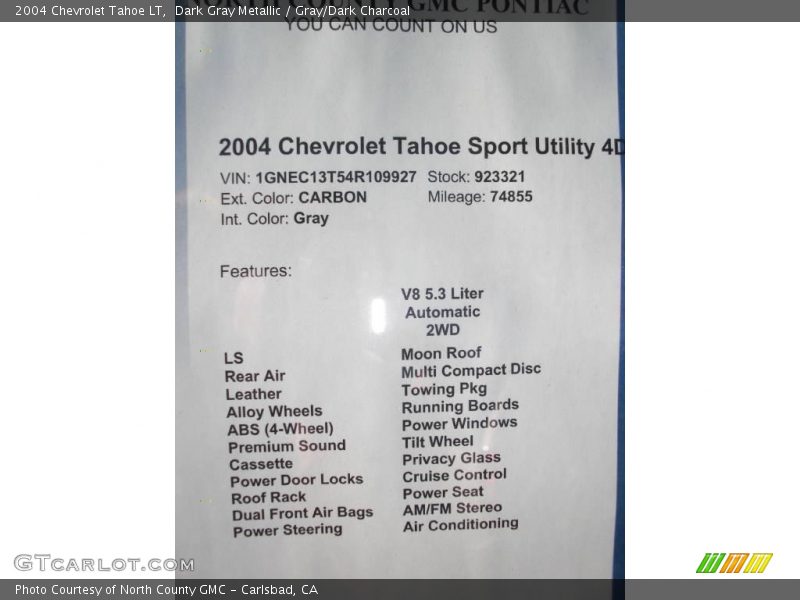 Dark Gray Metallic / Gray/Dark Charcoal 2004 Chevrolet Tahoe LT