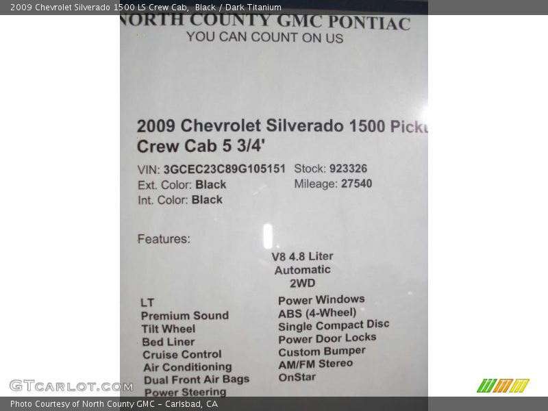 Black / Dark Titanium 2009 Chevrolet Silverado 1500 LS Crew Cab