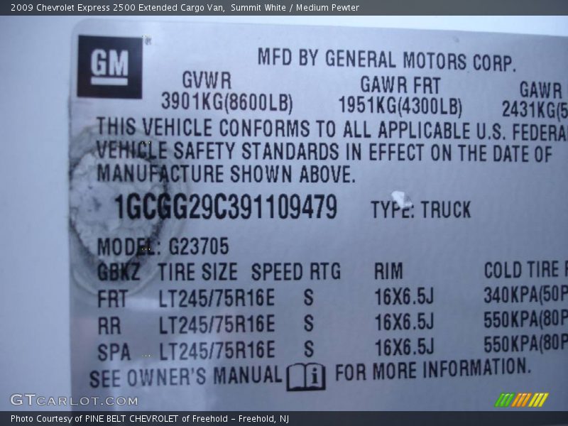 Summit White / Medium Pewter 2009 Chevrolet Express 2500 Extended Cargo Van