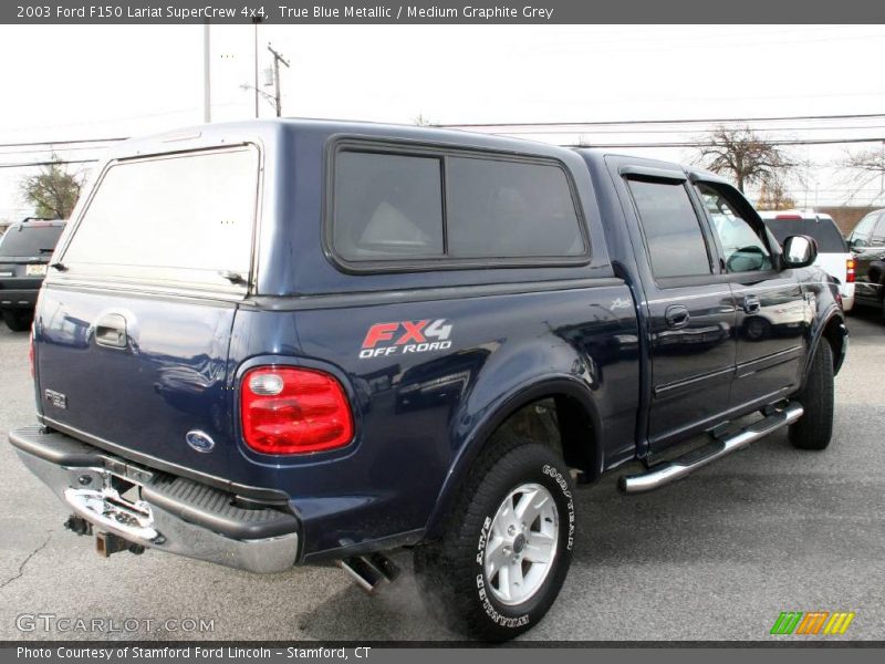 True Blue Metallic / Medium Graphite Grey 2003 Ford F150 Lariat SuperCrew 4x4