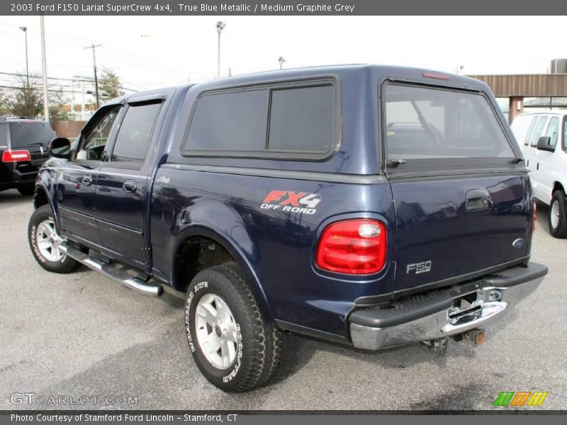 True Blue Metallic / Medium Graphite Grey 2003 Ford F150 Lariat SuperCrew 4x4