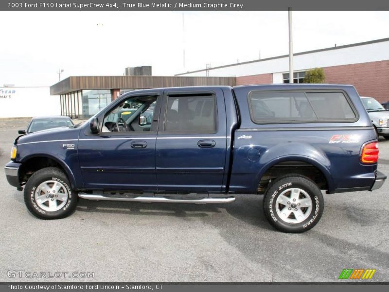 True Blue Metallic / Medium Graphite Grey 2003 Ford F150 Lariat SuperCrew 4x4