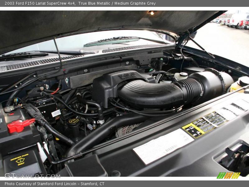 True Blue Metallic / Medium Graphite Grey 2003 Ford F150 Lariat SuperCrew 4x4