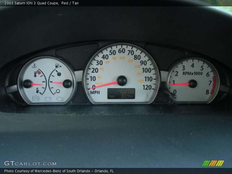 Red / Tan 2003 Saturn ION 3 Quad Coupe