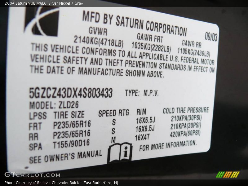 Silver Nickel / Gray 2004 Saturn VUE AWD