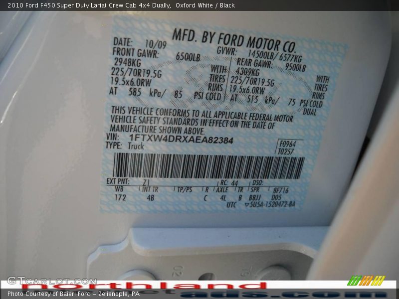 Oxford White / Black 2010 Ford F450 Super Duty Lariat Crew Cab 4x4 Dually