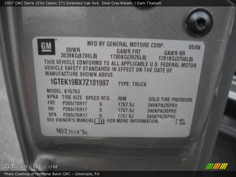 Steel Gray Metallic / Dark Titanium 2007 GMC Sierra 1500 Classic Z71 Extended Cab 4x4