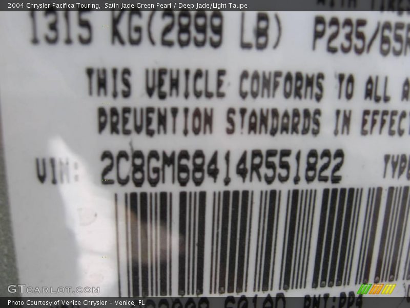 Satin Jade Green Pearl / Deep Jade/Light Taupe 2004 Chrysler Pacifica Touring