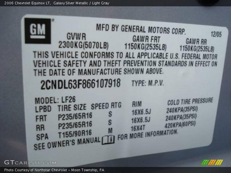 Galaxy Silver Metallic / Light Gray 2006 Chevrolet Equinox LT