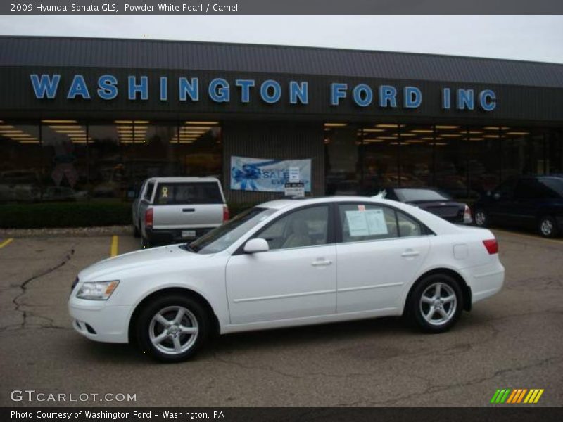 Powder White Pearl / Camel 2009 Hyundai Sonata GLS