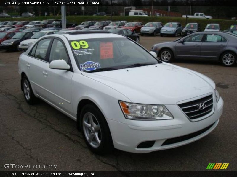 Powder White Pearl / Camel 2009 Hyundai Sonata GLS