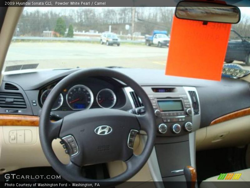 Powder White Pearl / Camel 2009 Hyundai Sonata GLS