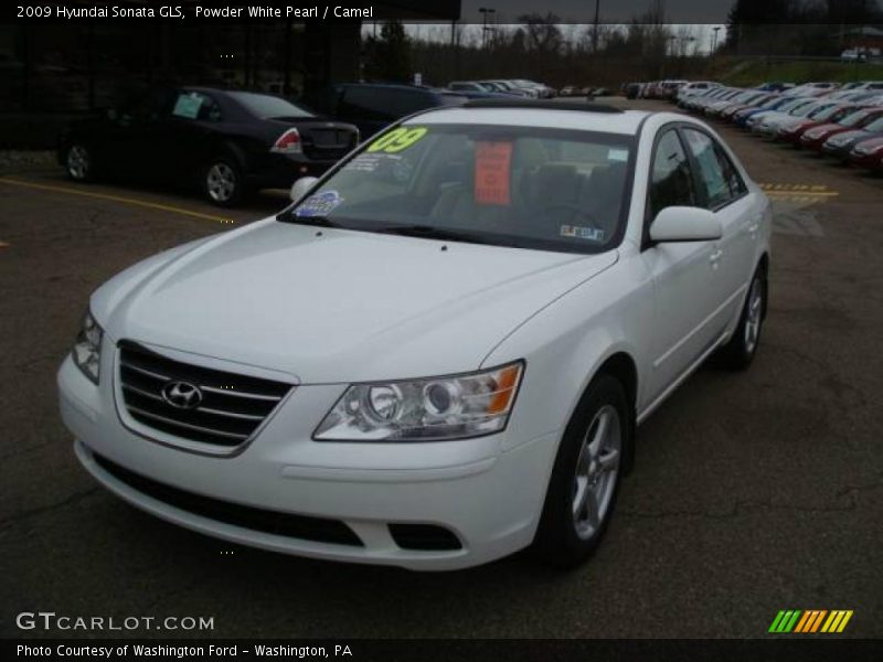 Powder White Pearl / Camel 2009 Hyundai Sonata GLS