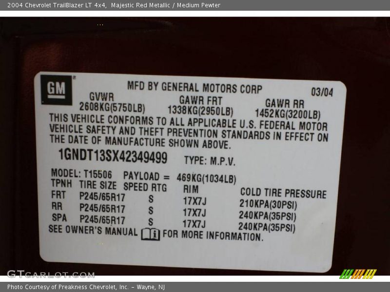 Majestic Red Metallic / Medium Pewter 2004 Chevrolet TrailBlazer LT 4x4
