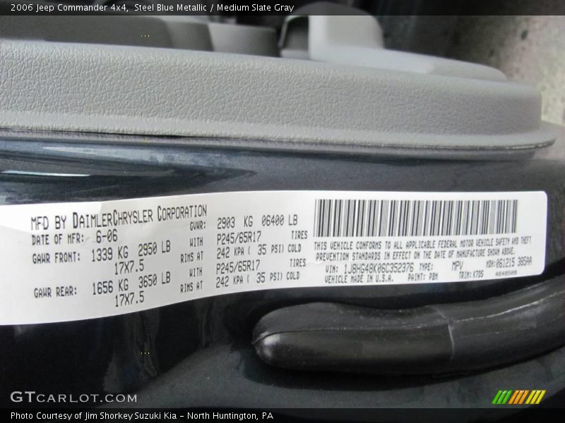 Steel Blue Metallic / Medium Slate Gray 2006 Jeep Commander 4x4