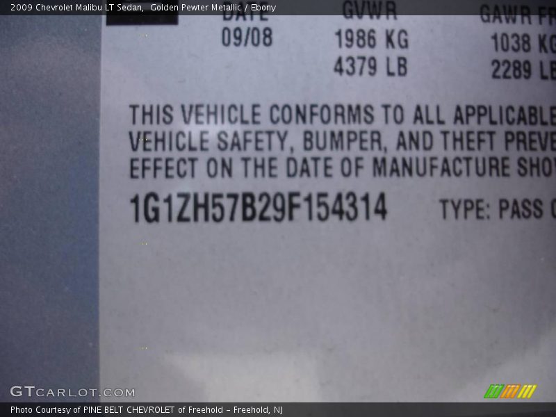 Golden Pewter Metallic / Ebony 2009 Chevrolet Malibu LT Sedan