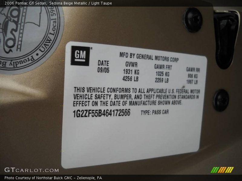 Sedona Beige Metallic / Light Taupe 2006 Pontiac G6 Sedan