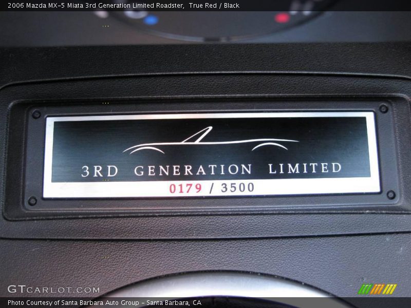 True Red / Black 2006 Mazda MX-5 Miata 3rd Generation Limited Roadster