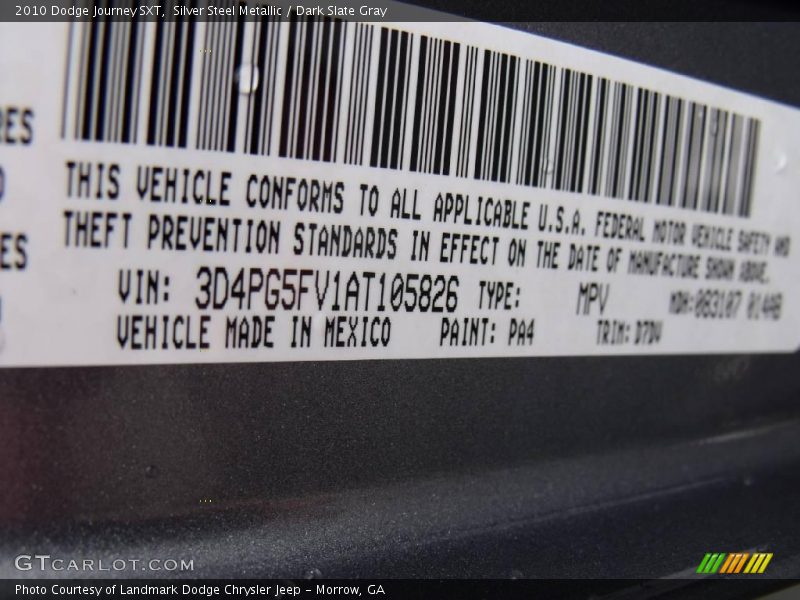 Silver Steel Metallic / Dark Slate Gray 2010 Dodge Journey SXT