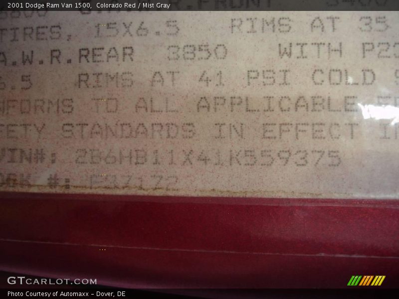 Colorado Red / Mist Gray 2001 Dodge Ram Van 1500