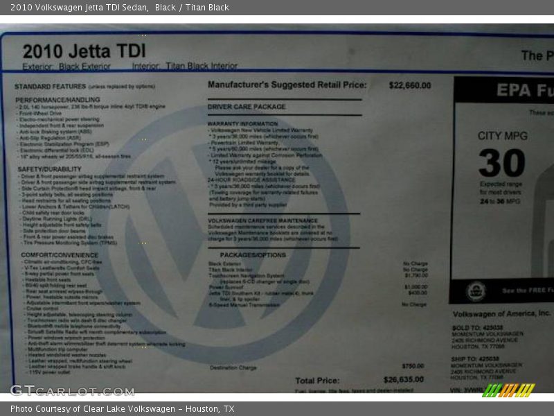Black / Titan Black 2010 Volkswagen Jetta TDI Sedan