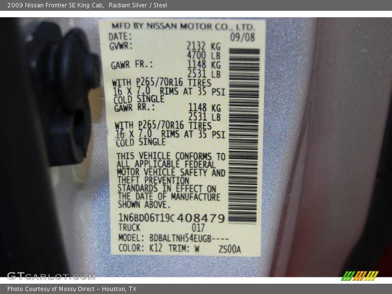 Radiant Silver / Steel 2009 Nissan Frontier SE King Cab