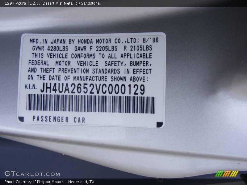 Desert Mist Metallic / Sandstone 1997 Acura TL 2.5