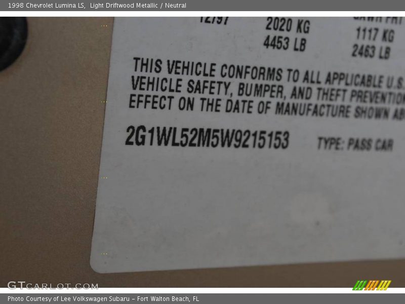 Light Driftwood Metallic / Neutral 1998 Chevrolet Lumina LS