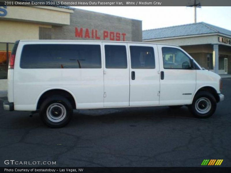 White / Medium Gray 2001 Chevrolet Express 3500 LS Extended Heavy Duty Passenger Van