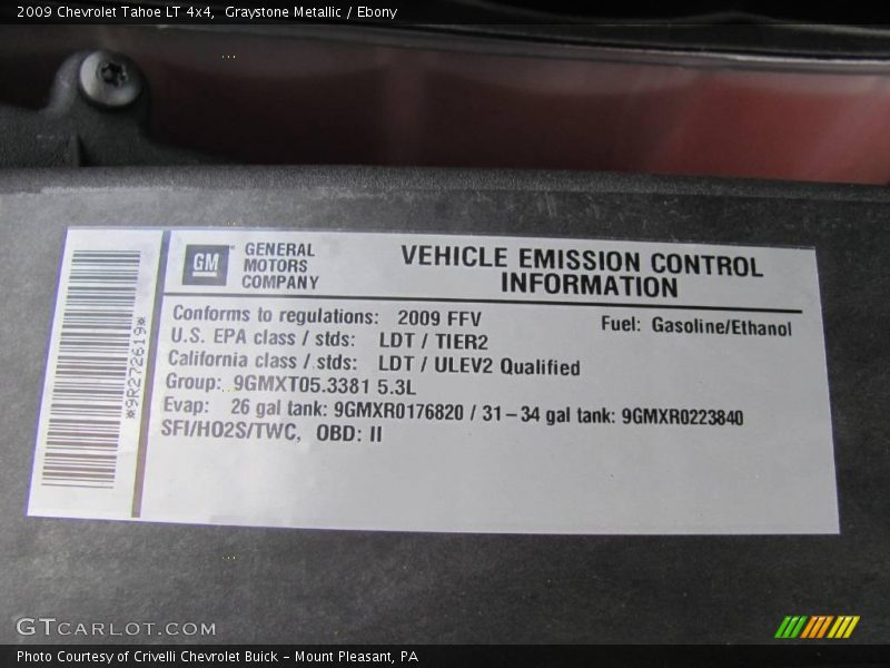 Graystone Metallic / Ebony 2009 Chevrolet Tahoe LT 4x4