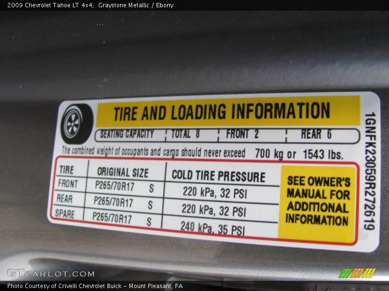 Graystone Metallic / Ebony 2009 Chevrolet Tahoe LT 4x4