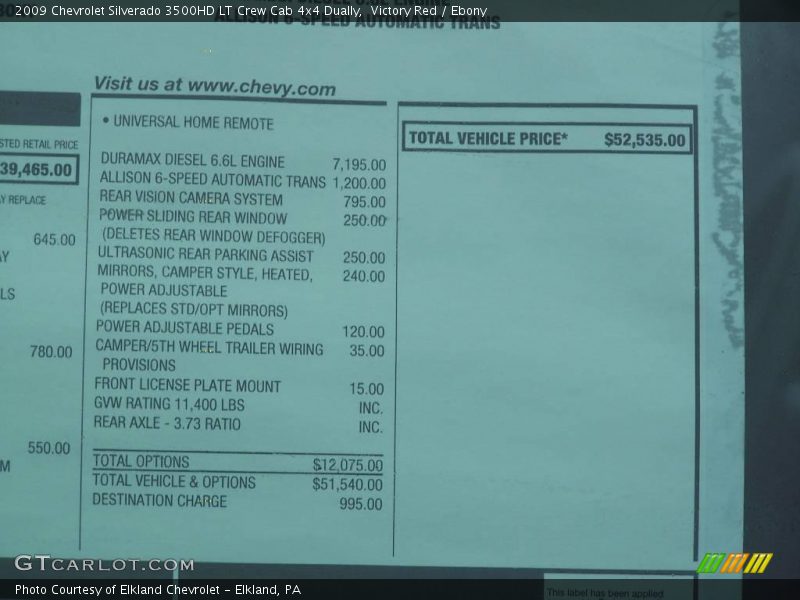 Victory Red / Ebony 2009 Chevrolet Silverado 3500HD LT Crew Cab 4x4 Dually