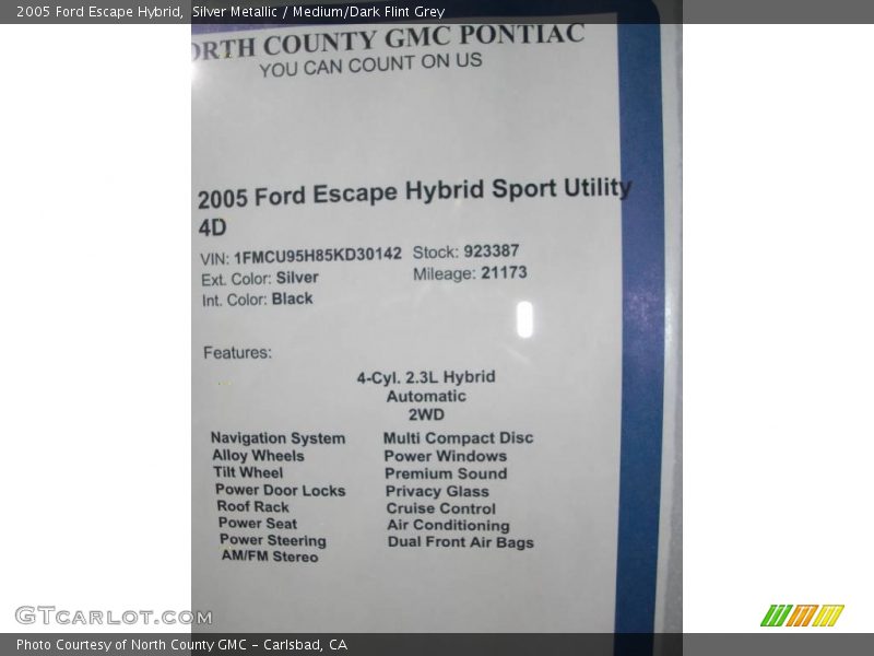 Silver Metallic / Medium/Dark Flint Grey 2005 Ford Escape Hybrid