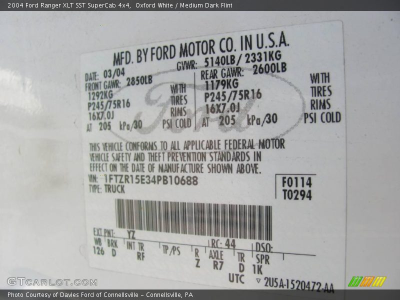 Oxford White / Medium Dark Flint 2004 Ford Ranger XLT SST SuperCab 4x4