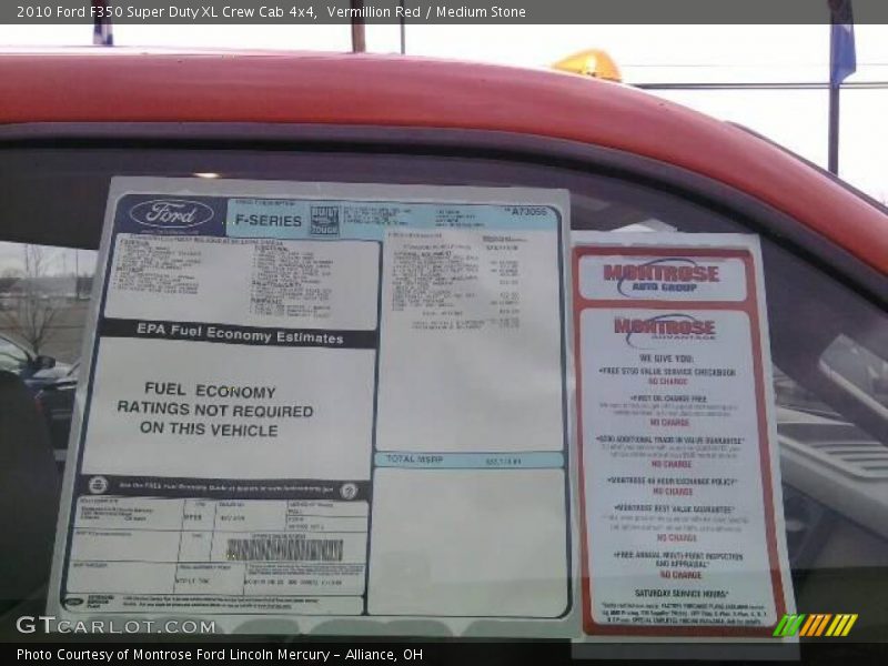 Vermillion Red / Medium Stone 2010 Ford F350 Super Duty XL Crew Cab 4x4