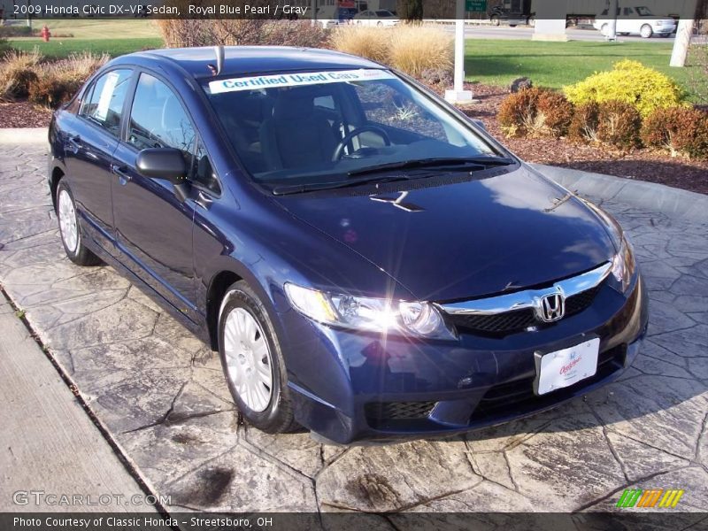 Royal Blue Pearl / Gray 2009 Honda Civic DX-VP Sedan