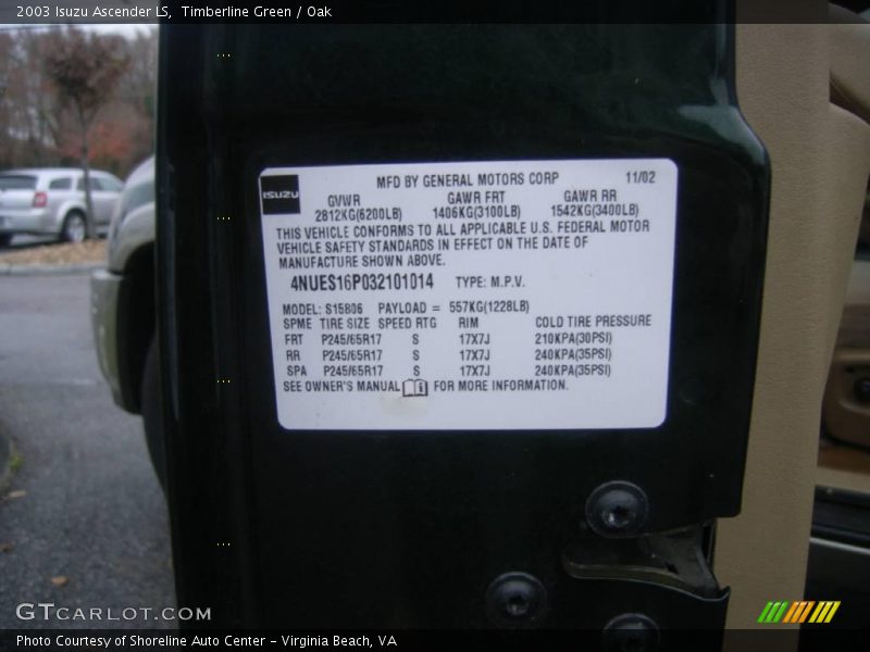 Timberline Green / Oak 2003 Isuzu Ascender LS