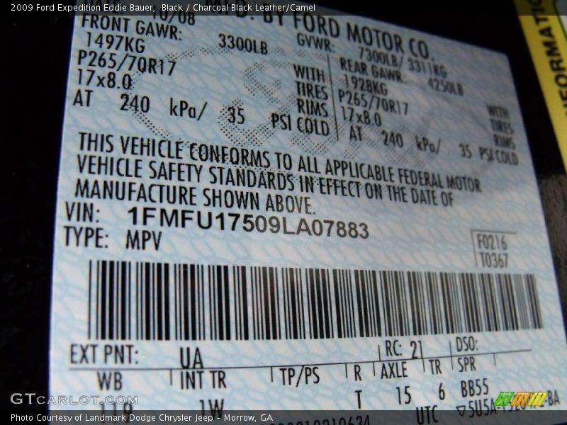 Black / Charcoal Black Leather/Camel 2009 Ford Expedition Eddie Bauer