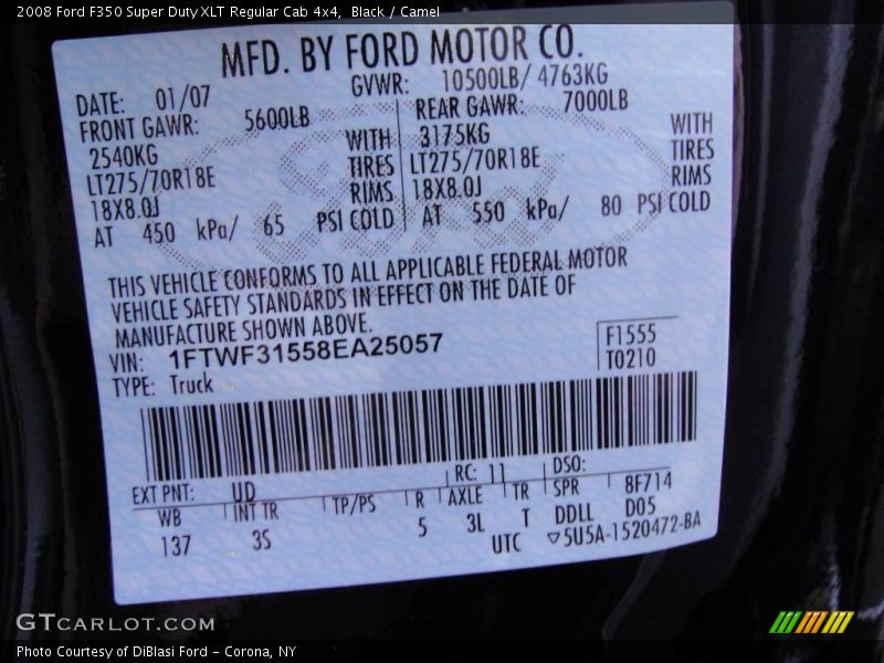 Black / Camel 2008 Ford F350 Super Duty XLT Regular Cab 4x4