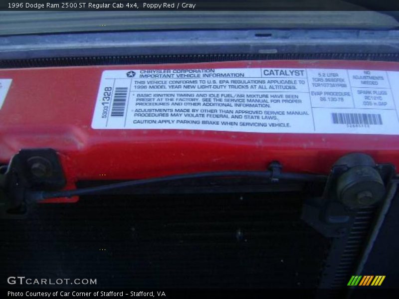 Poppy Red / Gray 1996 Dodge Ram 2500 ST Regular Cab 4x4
